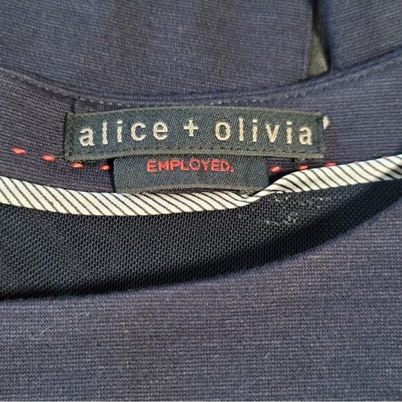 Alice and Olivia- NWT-Employed Navy Leather Piping Sheath Dress- Size Medium - Picture 7 of 11